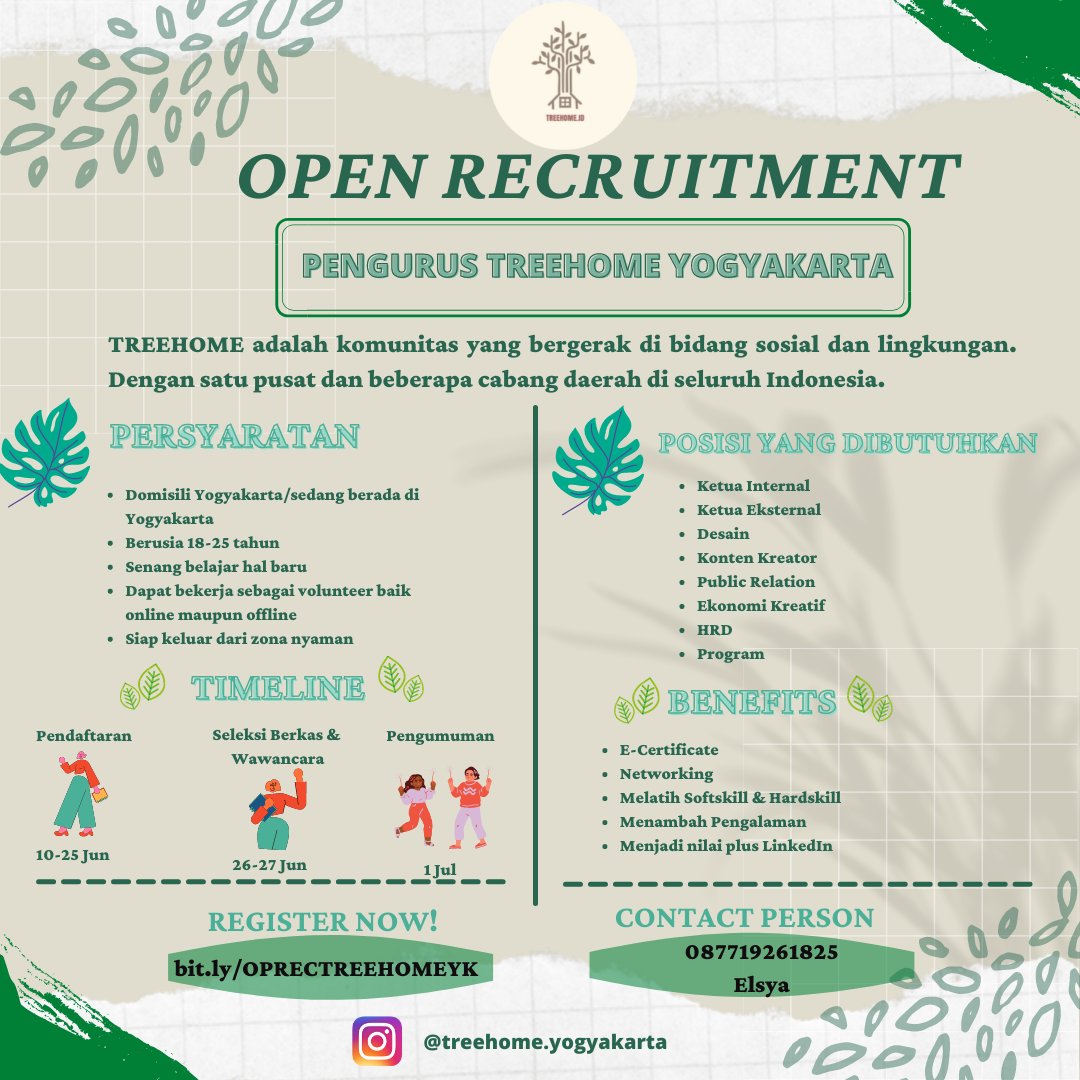 OPEN RECRUITMENT TREEHOME YOGYAKARTA
