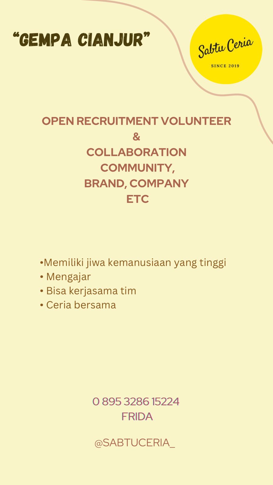volunteer bencana gempa bumi cianjur 
