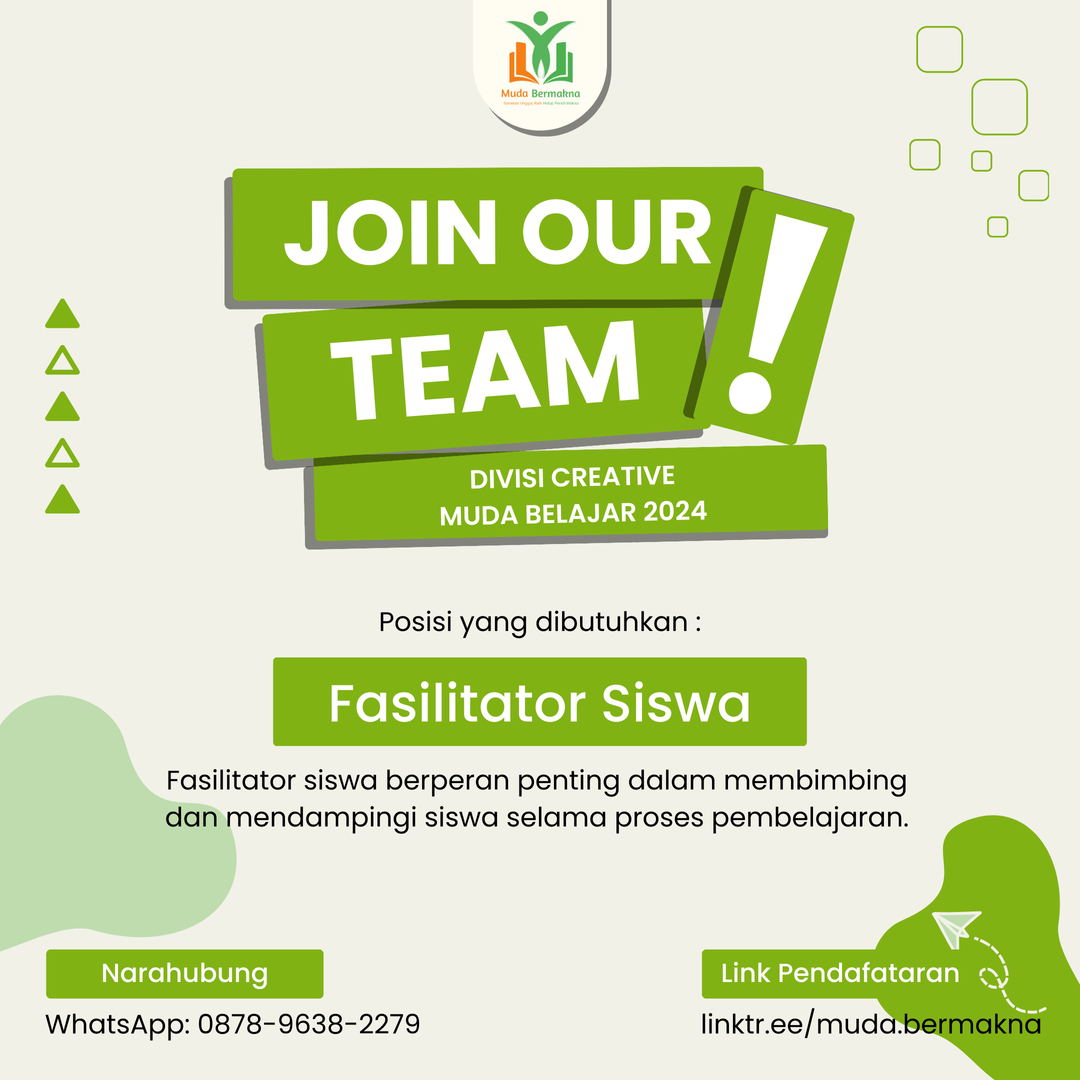 OPEN RECRUITMENT VOLUNTEER FASILITTOR MUDA BELAJAR