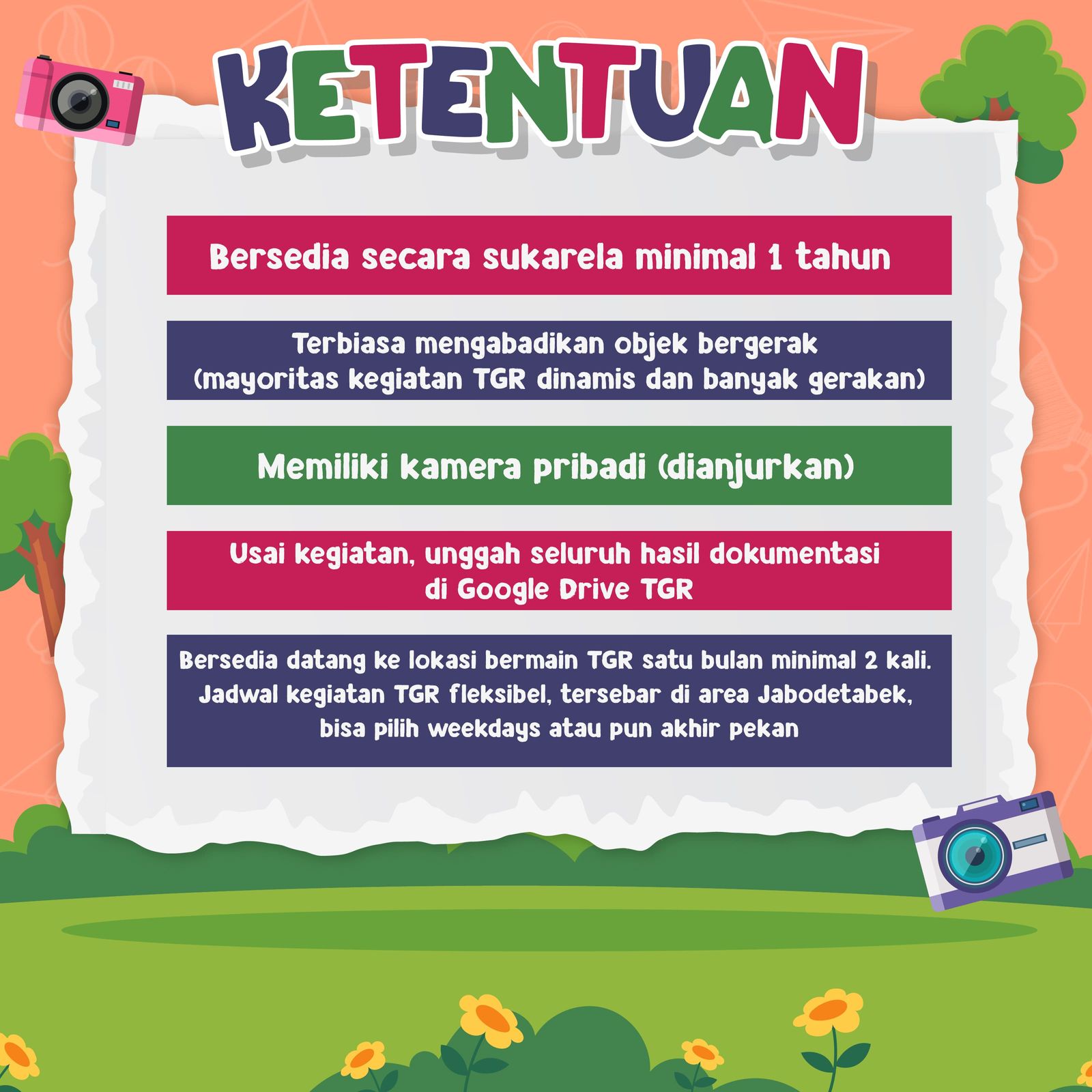 Galeri aktivitas Open Recruitment Documentation Team TGR ke-3