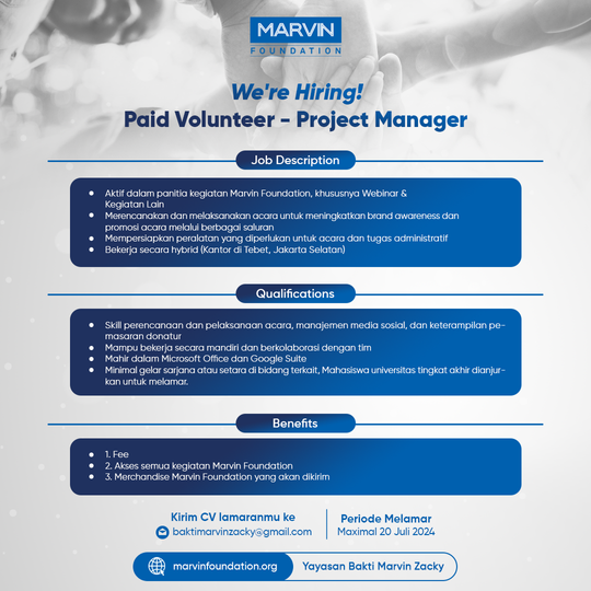 We're Hiring - Paid Volunteer Project Manager