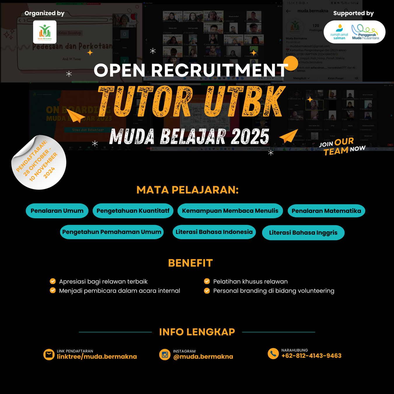 OPEN RECRUITMENT TUTOR UTBK /SNBT MUDA BELAJAR 202