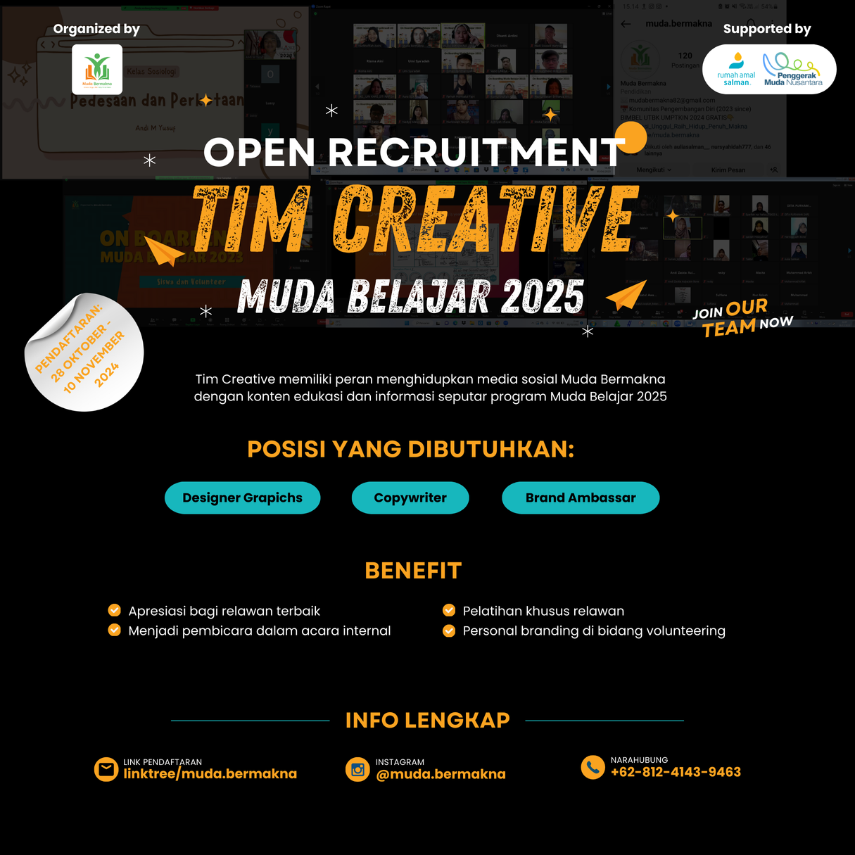 Indorelawan - OPEN RECRUITMENT TIM CREATIVE MUDA BELAJAR 2025