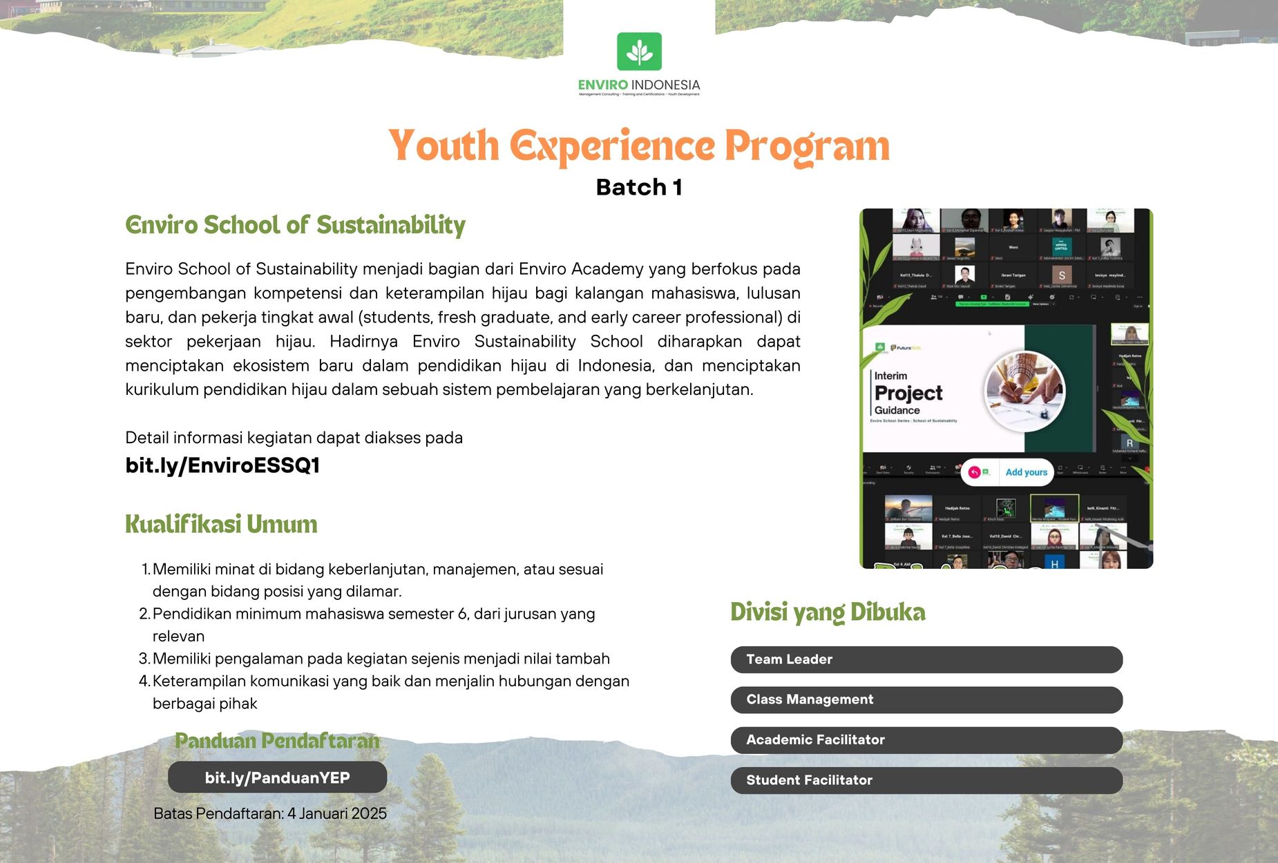 Galeri aktivitas Youth Experience Program Batch 1 ke-3
