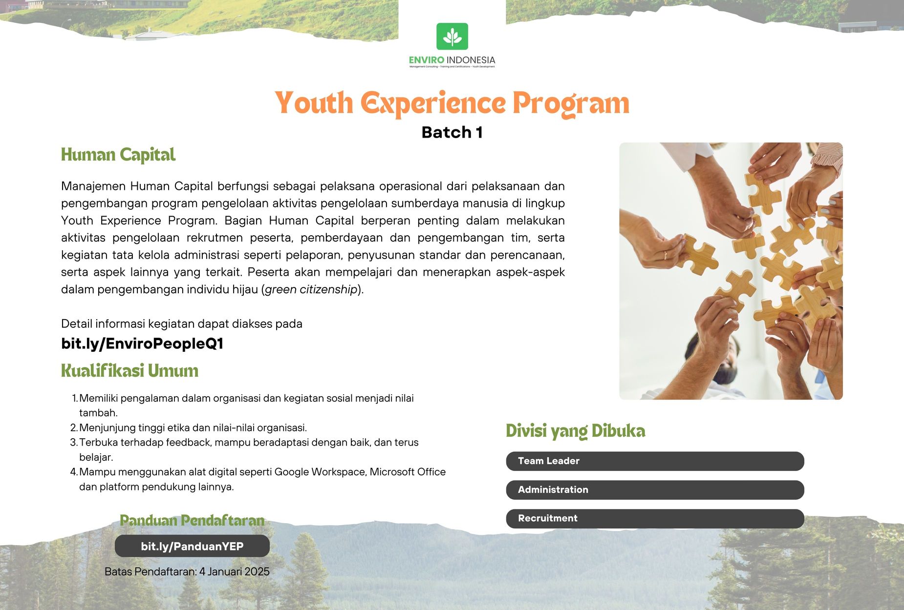 Galeri aktivitas Youth Experience Program Batch 1 ke-6