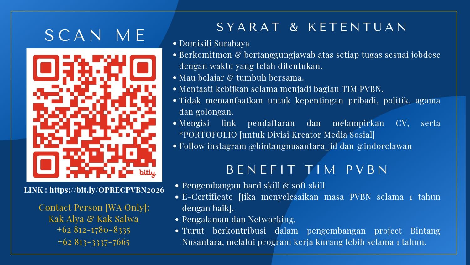 Galeri aktivitas OPEN RECRUITMENT PVBN 2026 ke-2