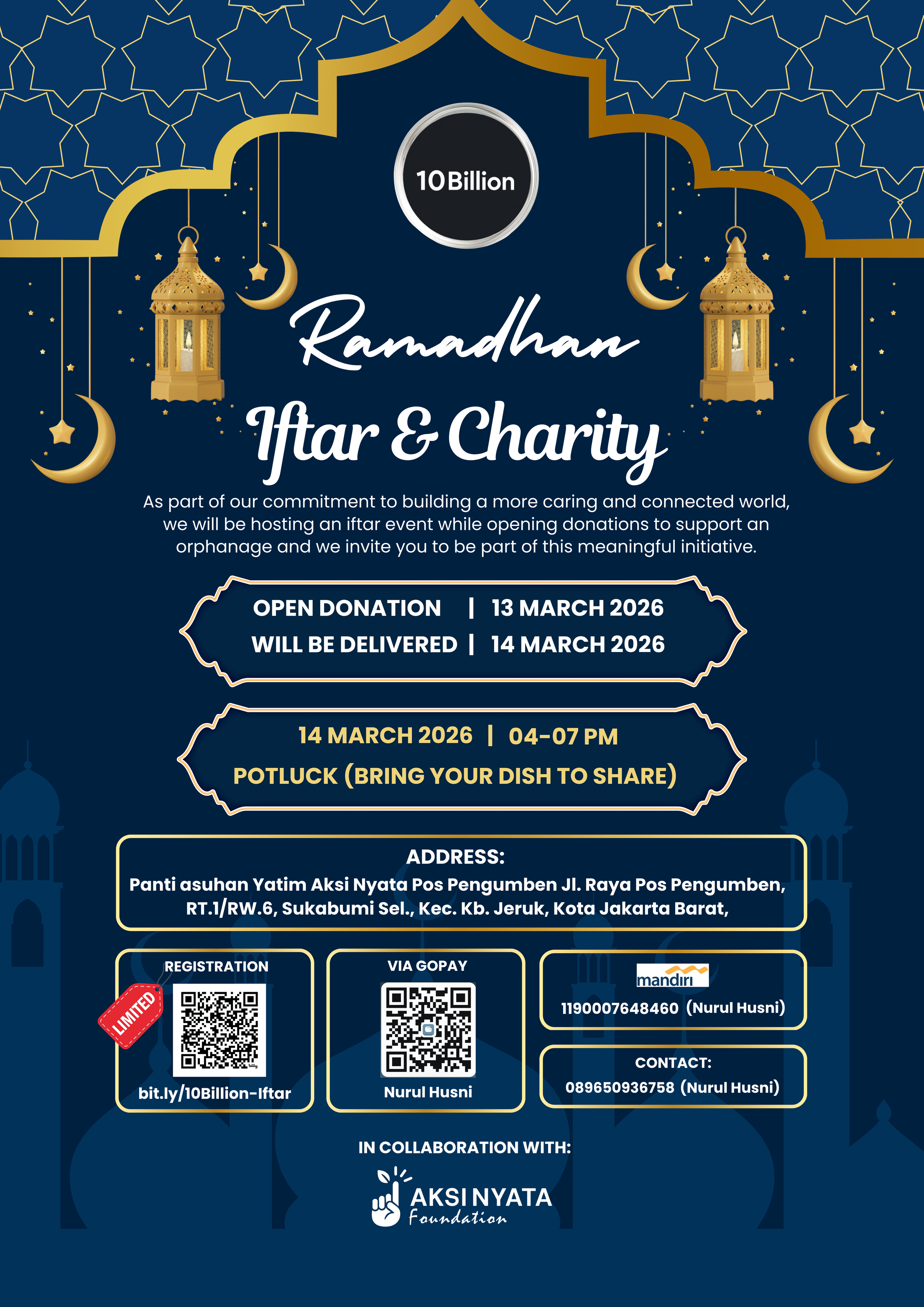 Galeri aktivitas Iftar & Chariity 10Billion x Aksi Nyata Foundation ke-2