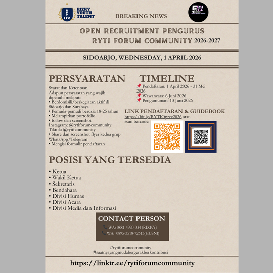 Galeri aktivitas Open Recruitment Pengurus RYTI 2026-27 ke-2
