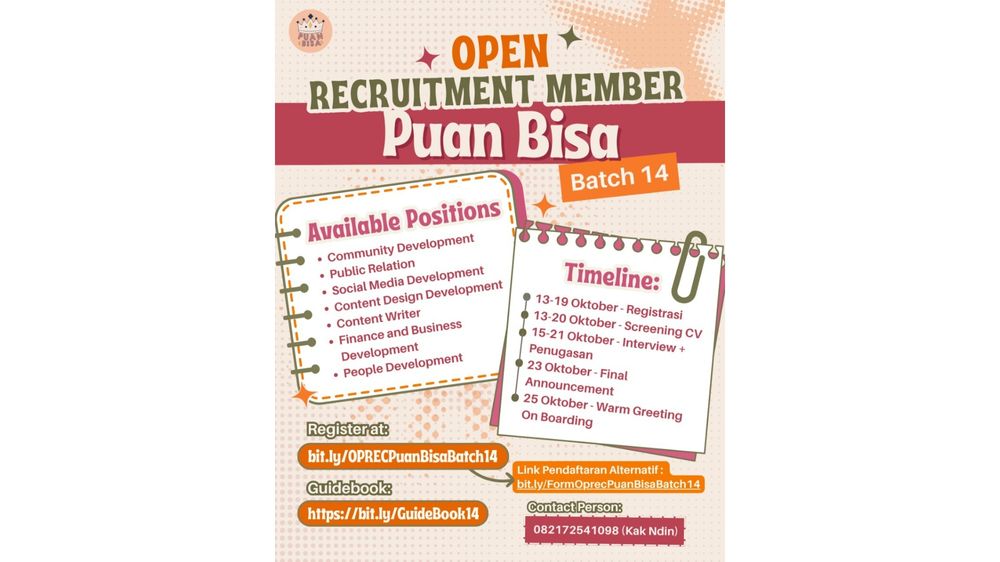 OPEN RECRUITMENT PUAN BISA BATCH 15