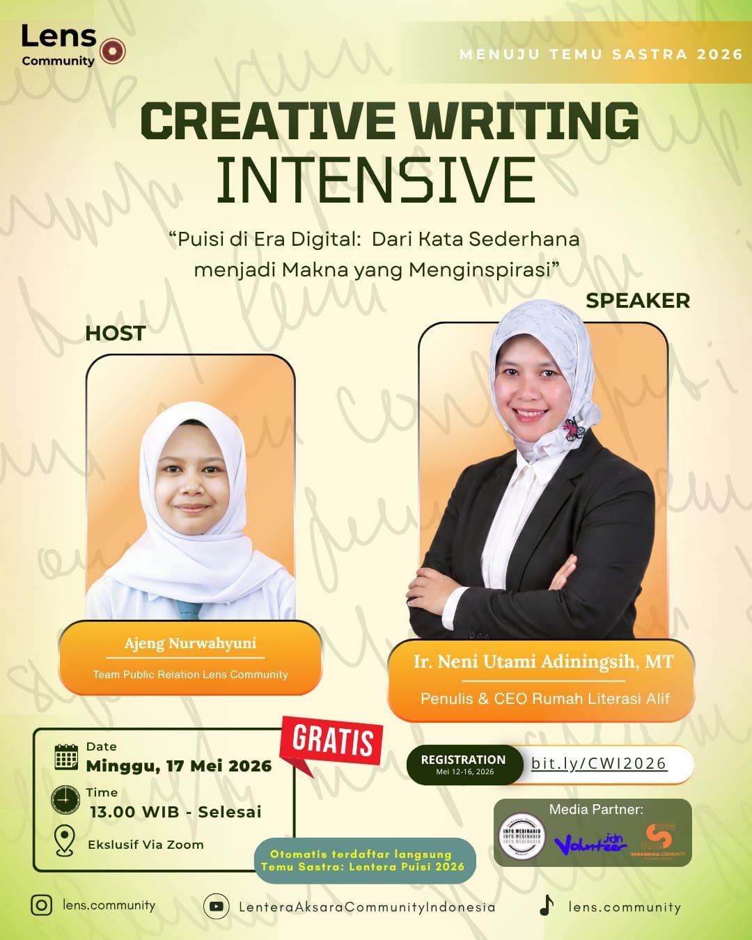 Galeri aktivitas CREATIVE WRITING INTENSIVE 2026 ke-2