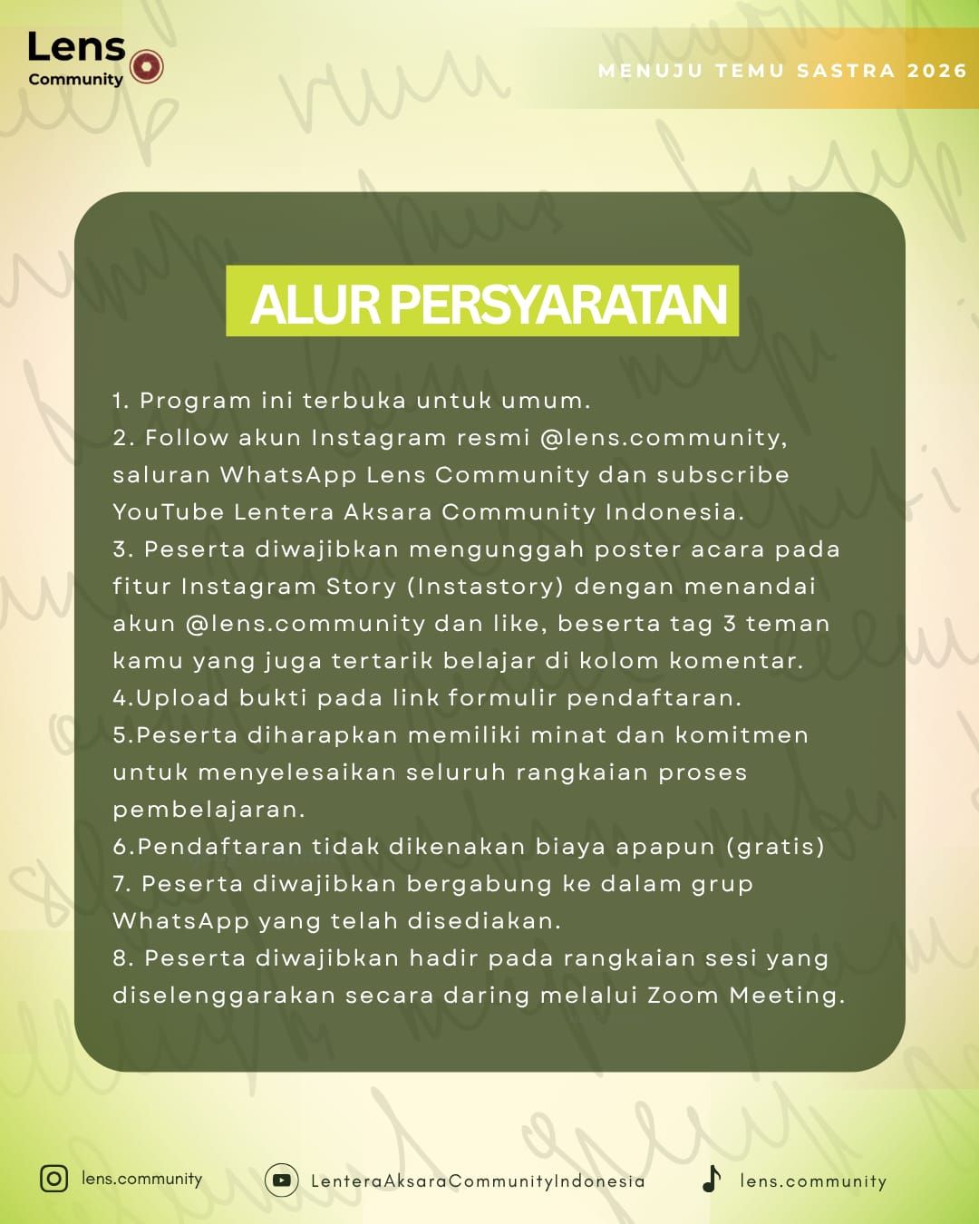 Galeri aktivitas CREATIVE WRITING INTENSIVE 2026 ke-4