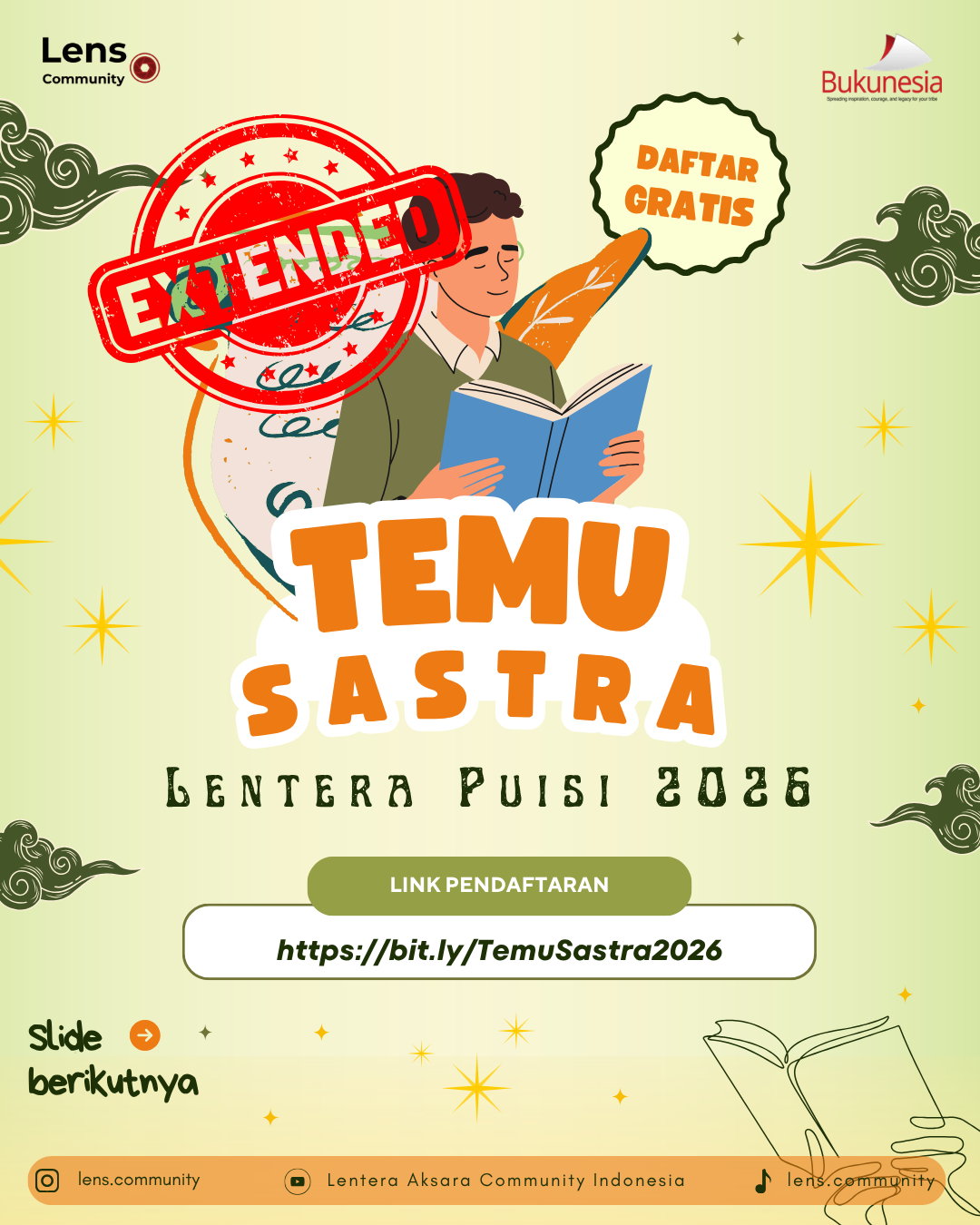 Galeri aktivitas EXTENDED TEMU SASTRA: LENTERA PUISI 2026 ke-2
